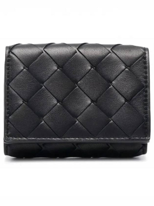 Bottega Veneta TINy Tri-Fold Zipper Half Wallet Black
