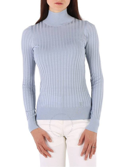 Burberry Burberry Pale Blue Abbi High-Neck Silk Sweater, Size X-Small