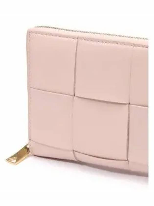 Bottega Veneta Intrecciato Flap Zipper Medium Bicycle Wallet Pink
