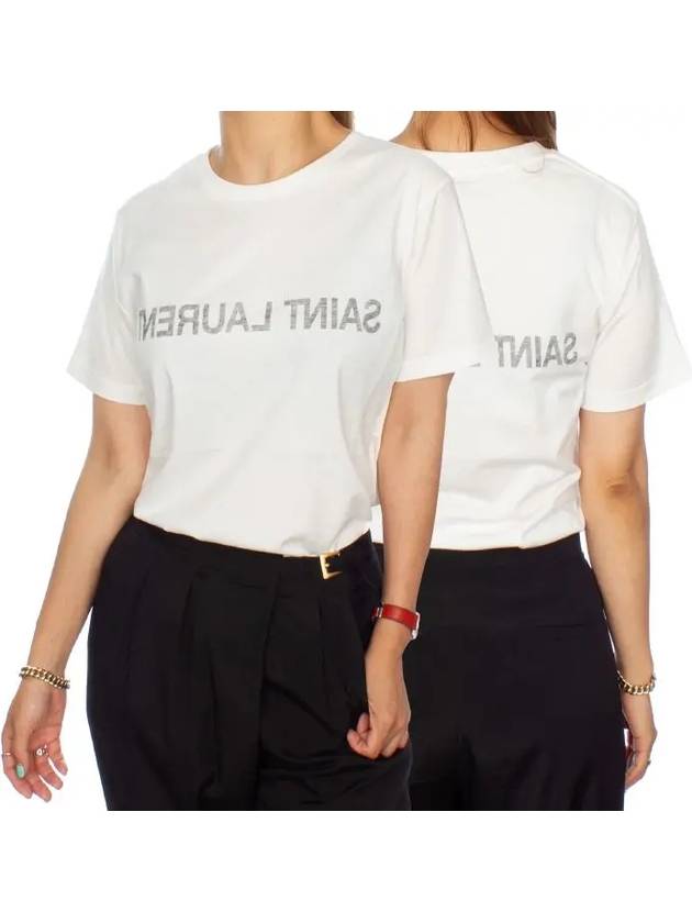 Saint Laurent Reverse Short Sleeve T-Shirt Nature Et Noir