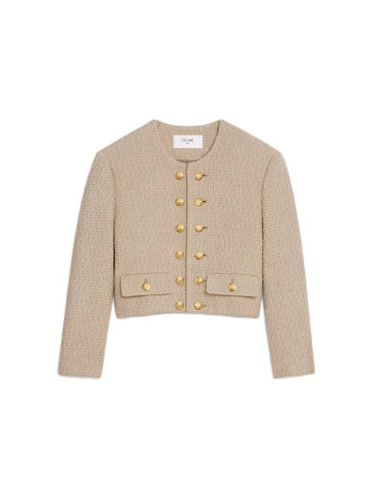 CELINE Boucle Tweed Jacket Beige