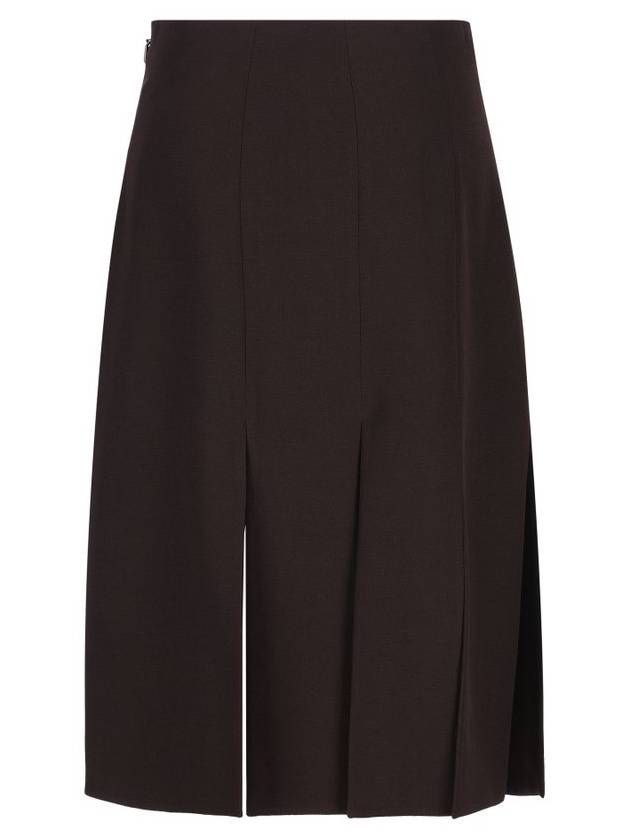 Fendi Grand de Poudre Wool Pencil Skirt Burgundy