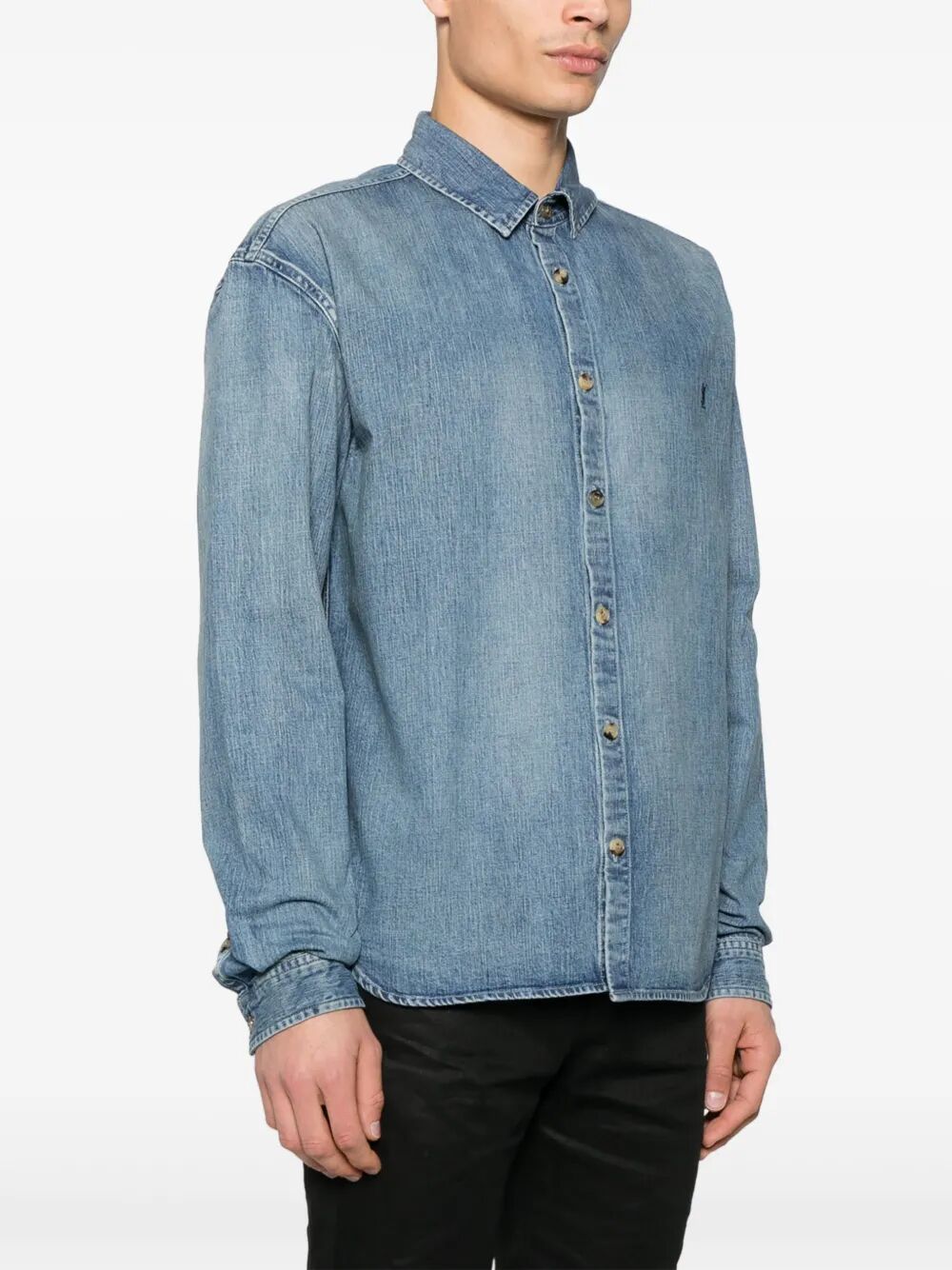 Saint Laurent Men Relaxed Fit Cassandre Denim Shirt