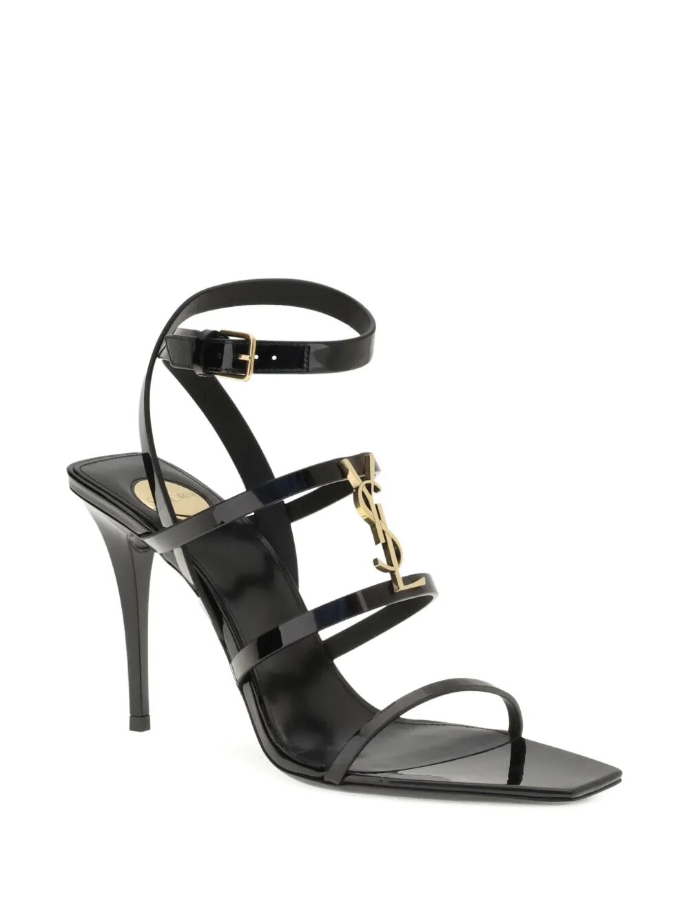 Saint Laurent Women Cassandra Patent Leather Multi-Strap Sandals