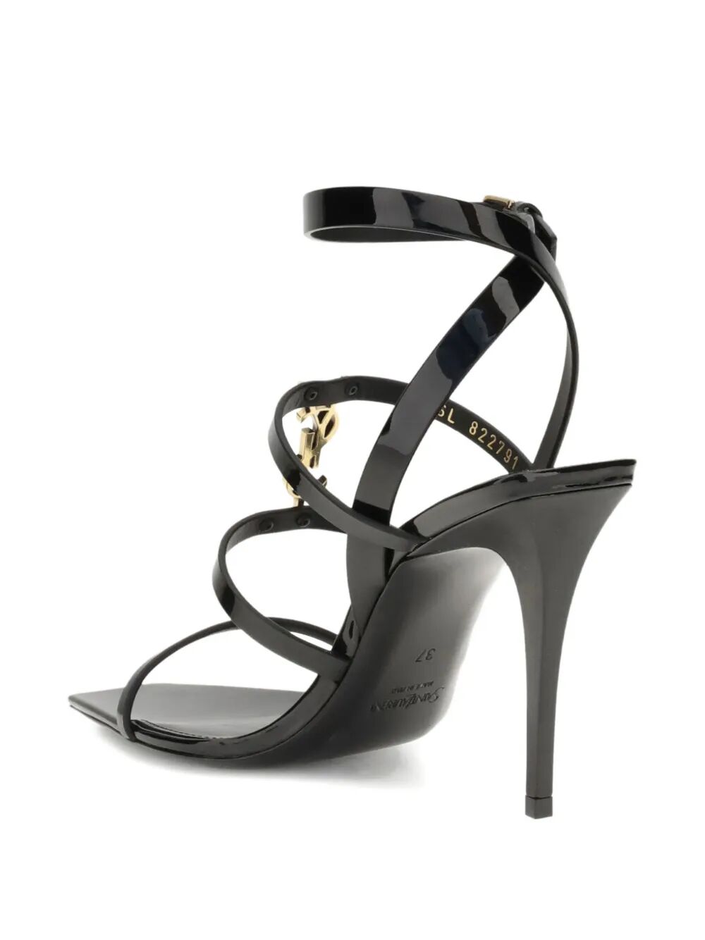 Saint Laurent Women Cassandra Patent Leather Multi-Strap Sandals