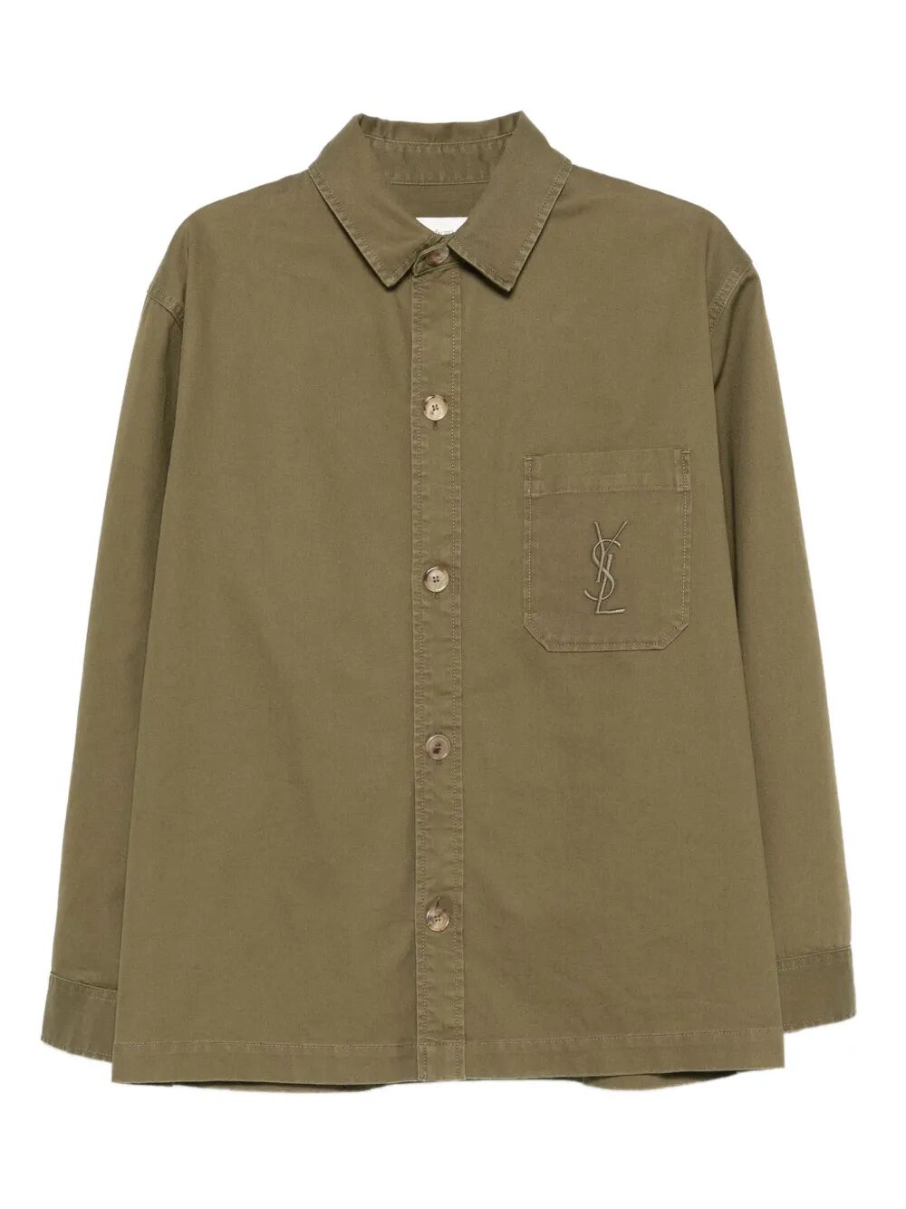 Saint Laurent Men Cassandre Overshirt In Cotton Linen Gabardine