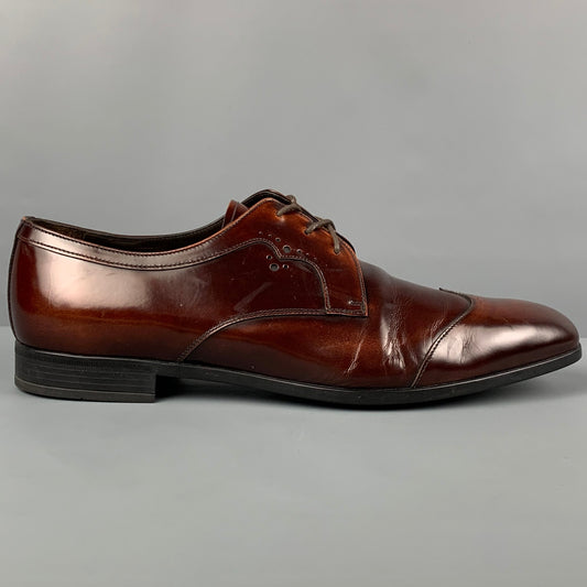 PRADA Size 10 Brown Antique Leather Lace Up Shoes
