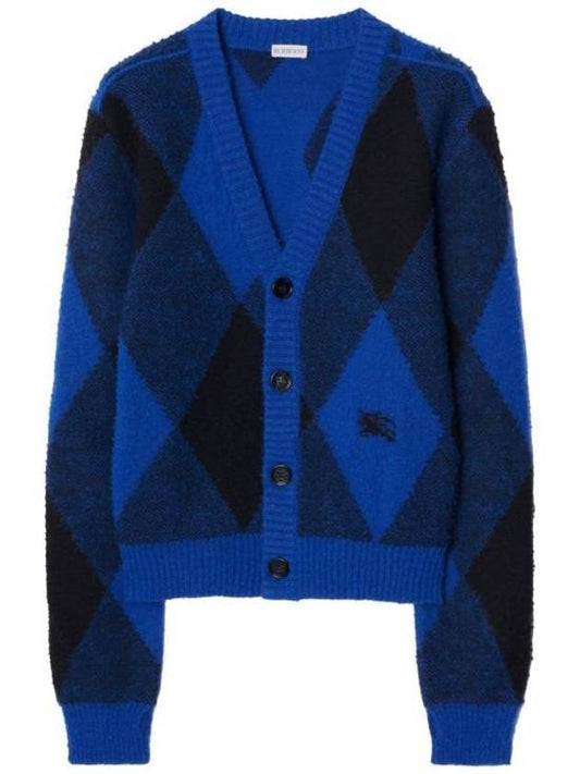 Burberry Men's Argyle Wool Cardigan Night