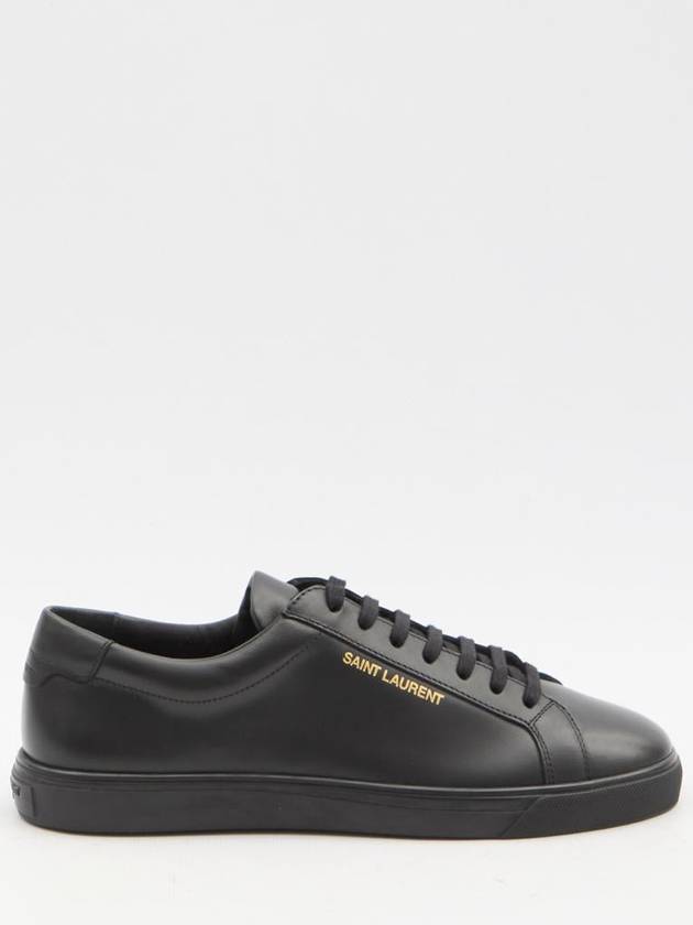 Saint Laurent Andy Embossed Logo Leather Low Top Sneakers Black