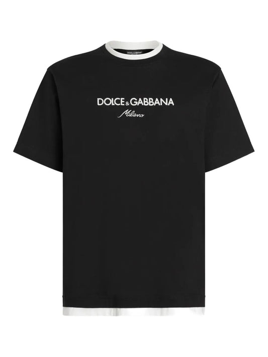 Dolce & Gabbana Men Logo-Embroidered Layering Cotton T-Shirt