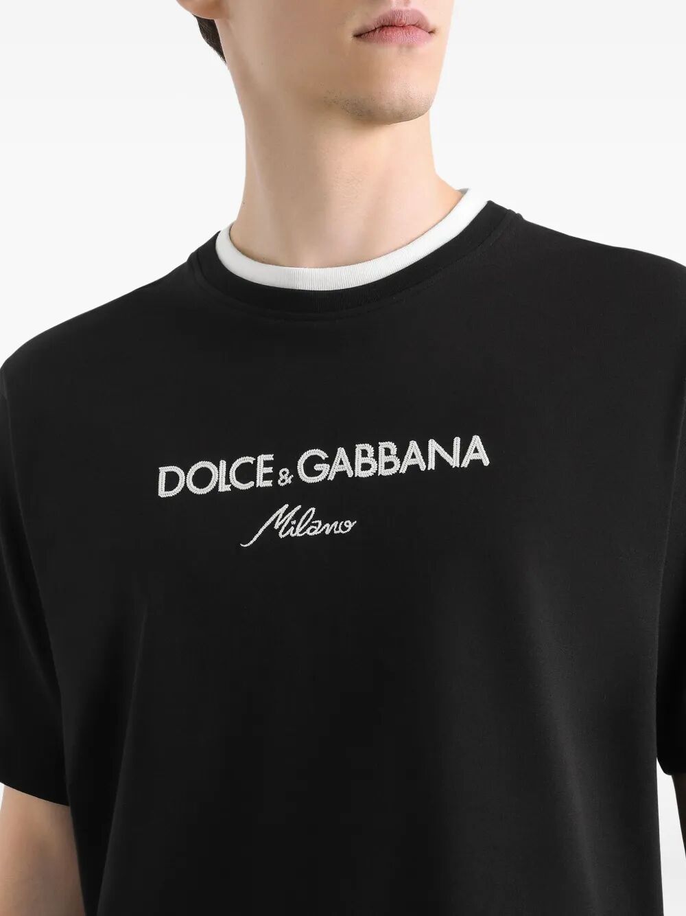Dolce & Gabbana Men Logo-Embroidered Layering Cotton T-Shirt