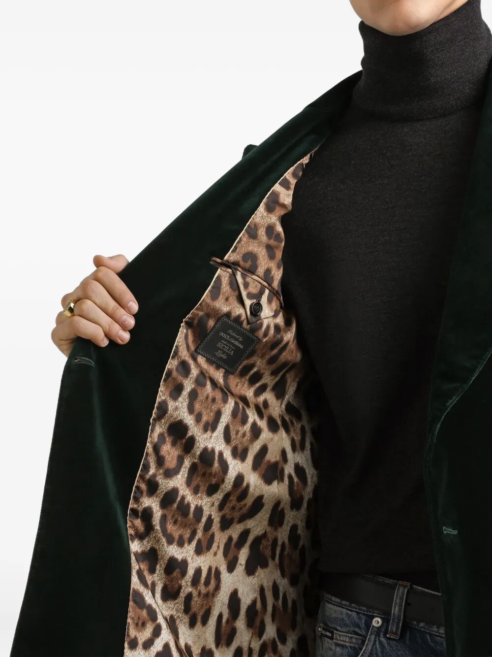 Dolce & Gabbana Men Double-Breasted Sicilia Light Cotton Velvet Jacket