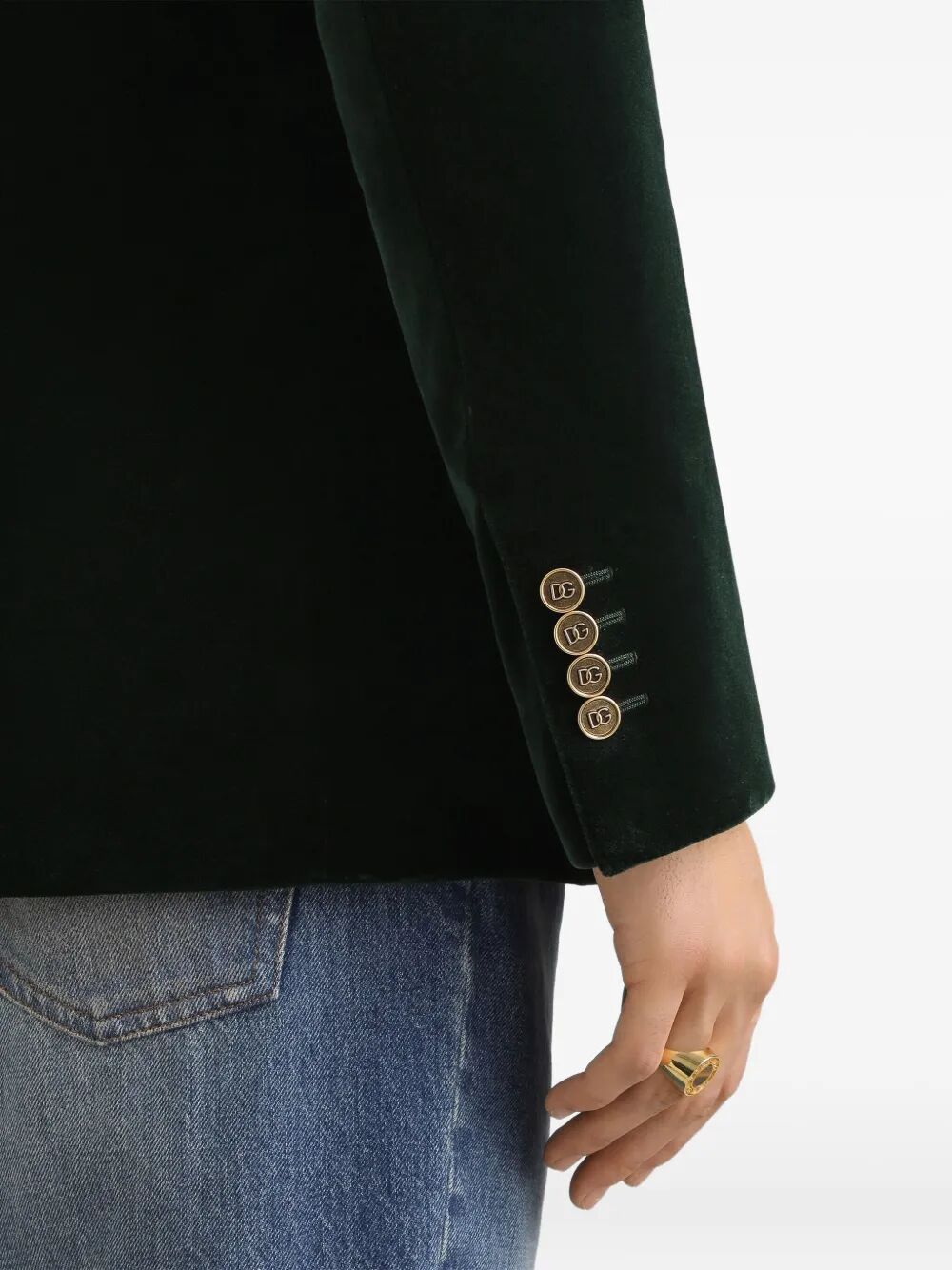 Dolce & Gabbana Men Double-Breasted Sicilia Light Cotton Velvet Jacket