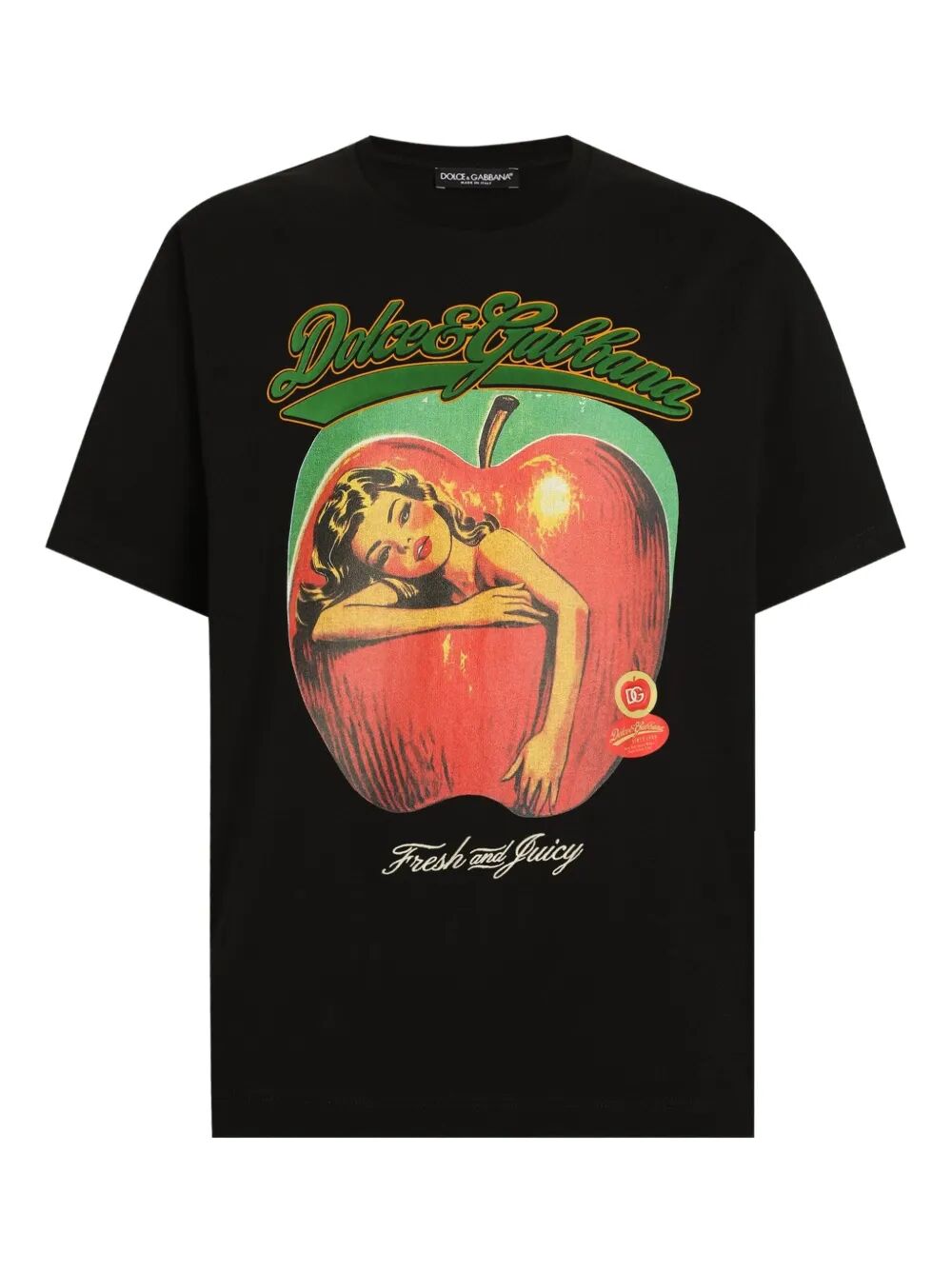 Dolce & Gabbana Men Apple Print Cotton T-Shirt