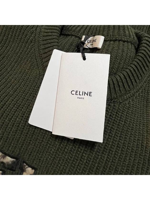 CELINE Embroided Logo Knit Top Green