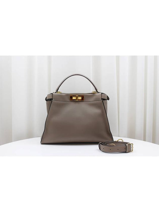 Fendi Etoff Peekaboo medium tote shoulder bag beige 8BN290