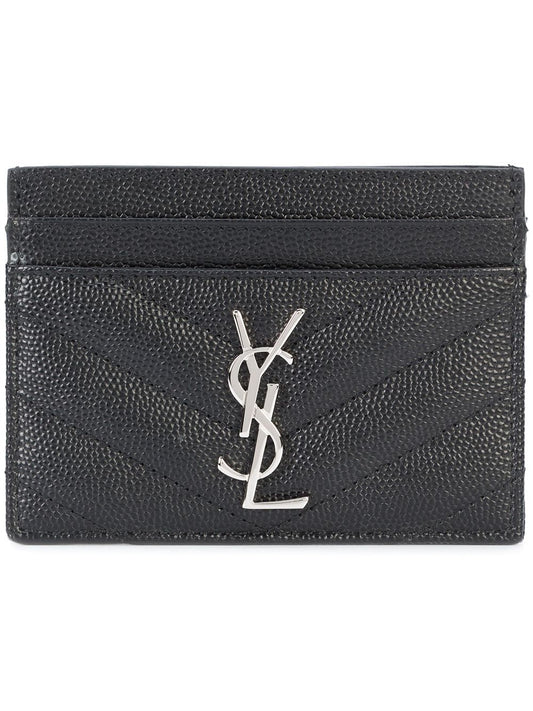 Saint Laurent Women Cassandre Matelassé Card Case In Grain De Poudre Leather