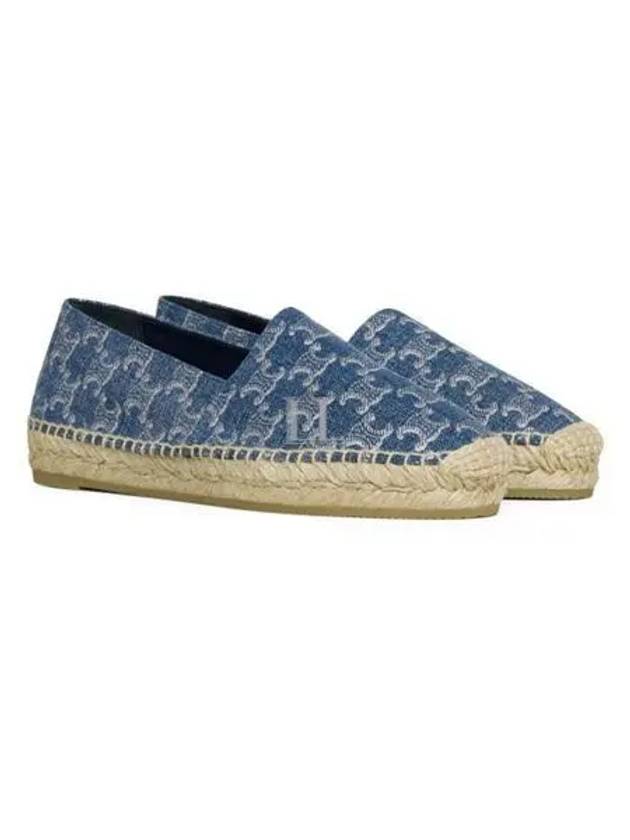CELINE Triomphe Stamped Denim Espadrilles Navy