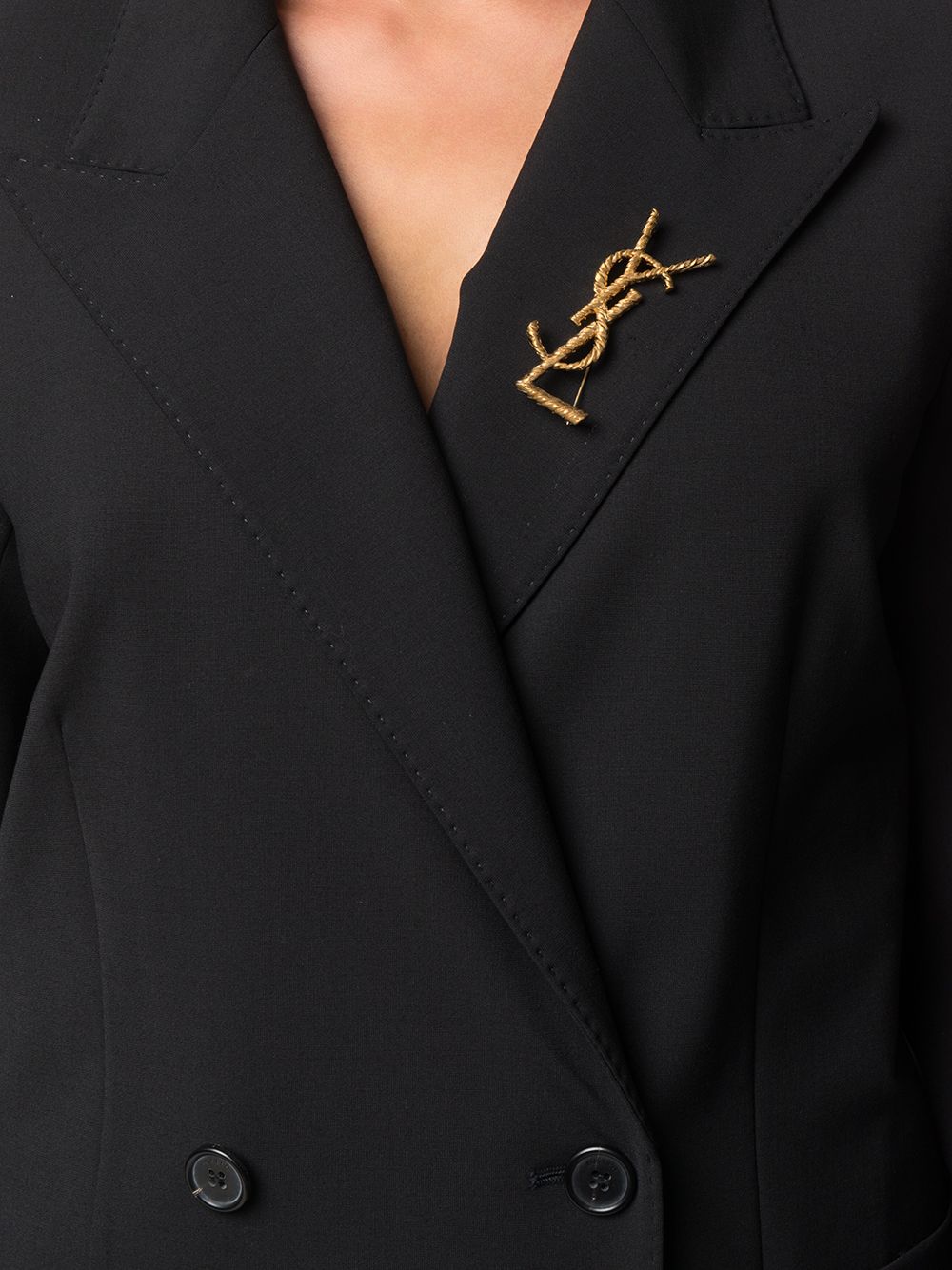 Saint Laurent Women Cassandre Twisted Stripe Metal Brooch