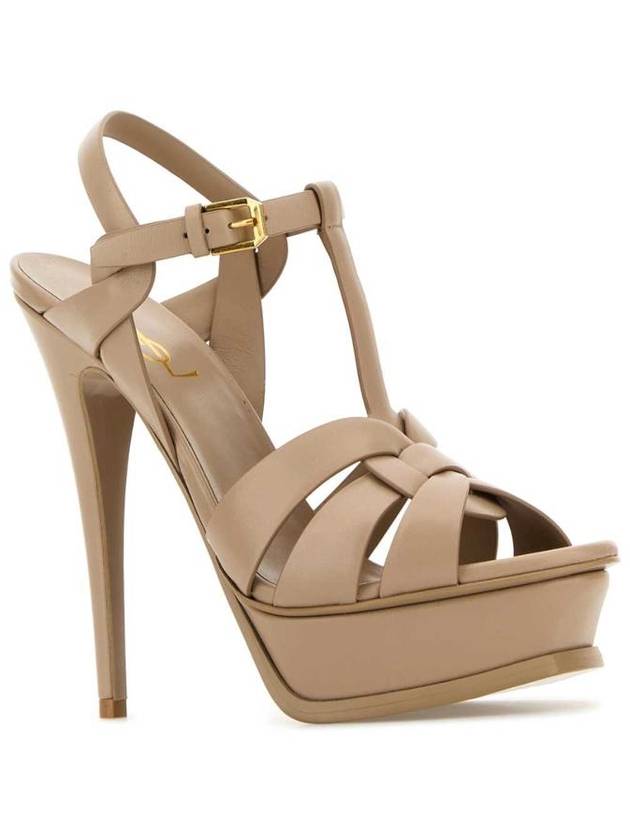 Saint Laurent Tribute Sandals Heel Beige