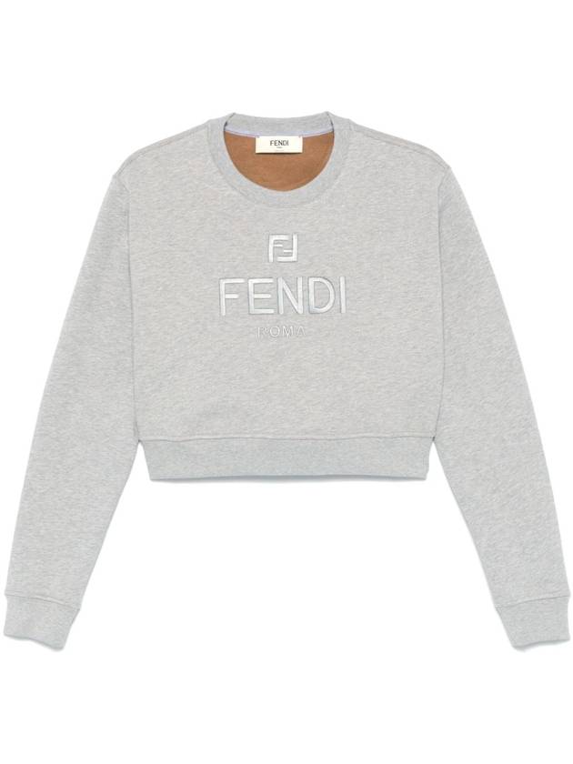 Fendi Crewneck Cropped Sweater Grey