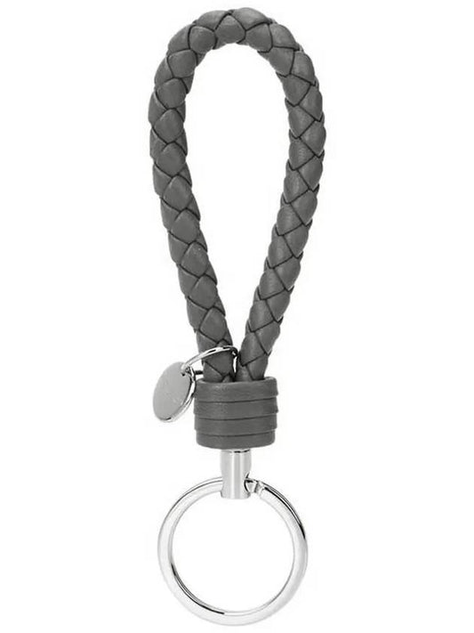Bottega Veneta Intrecciato Leather Key Holder Grey
