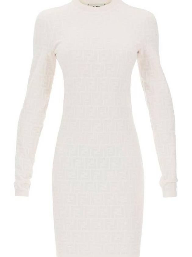 Fendi FF Pattern Viscose Short Dress White