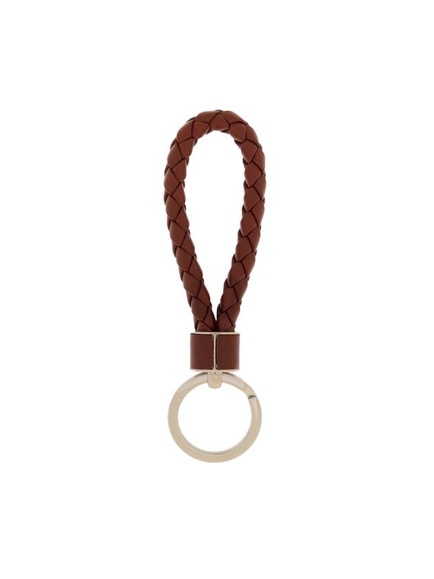 Bottega Veneta Intrecciato Leather Key Holder Barolo