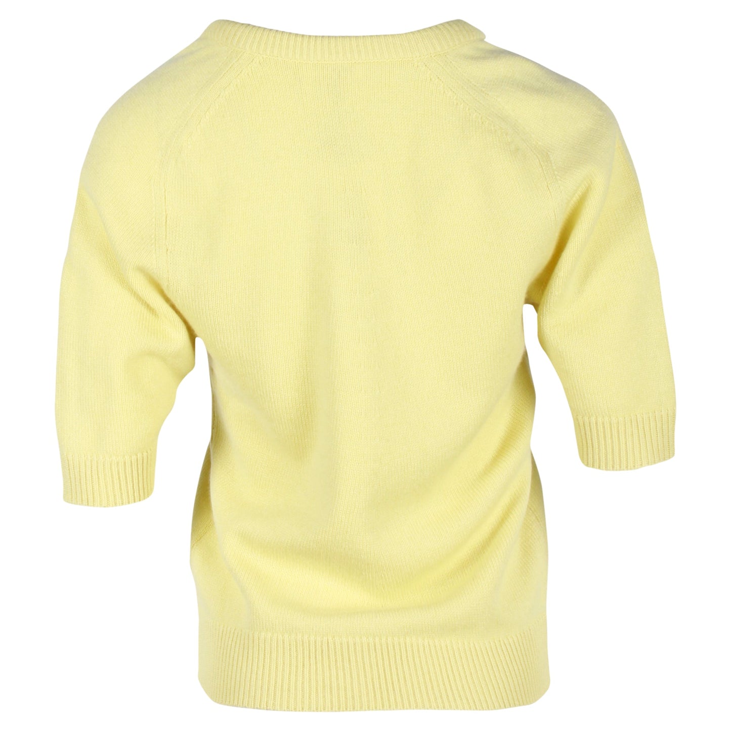 Chloe Knitted V-Neck Top in Pastel Yellow Cashmere