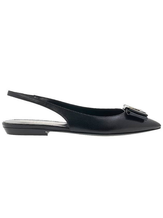 Saint Laurent Anais Leather Slingback Flat Black