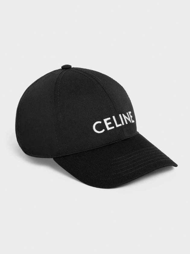 CELINE Embroidered Logo Cotton Ball Cap Black