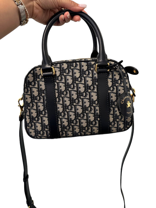 DIOR - Blue Ecru Oblique Medium D-Vibe Bowling Bag