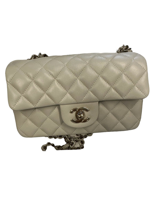 CHANEL - Grey Quilted Lambskin Mini Rectangular Flap Bag