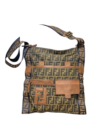 Fendi FF Brown Fabric Crossbody Bag