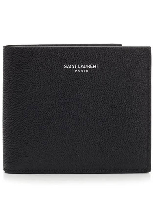 Saint Laurent Smooth Leather Classic Logo Half Wallet Black