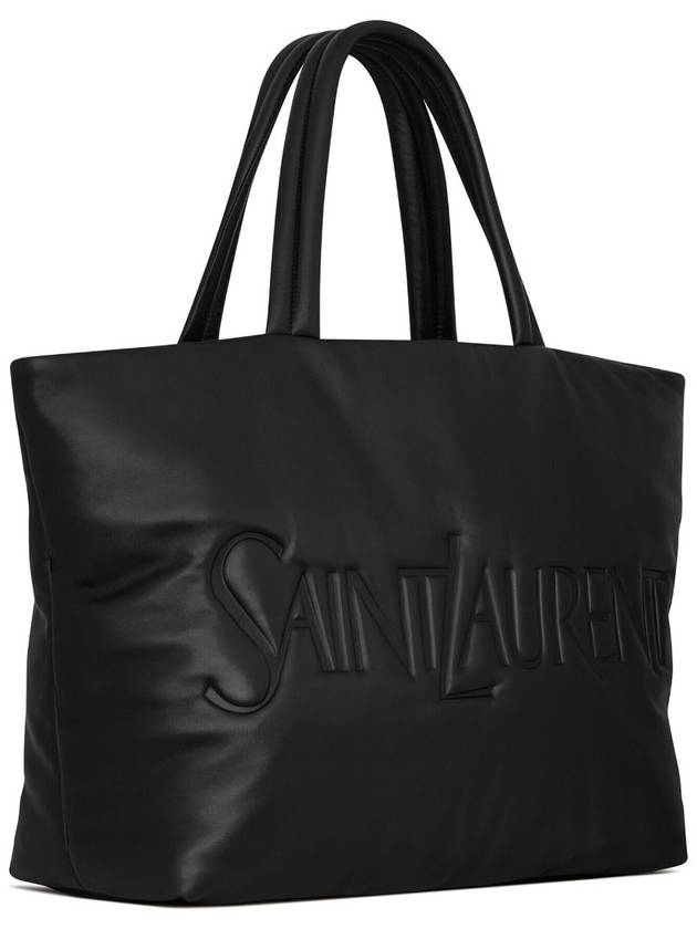 Saint Laurent Logo Nappa Lambskin Tote Bag Black