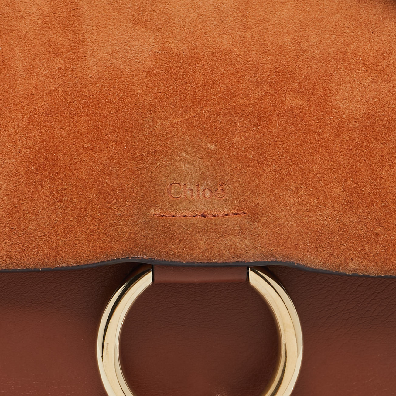 Chloe Brown/orange Leather Ad Suede Faye Medium Shoulder Bag