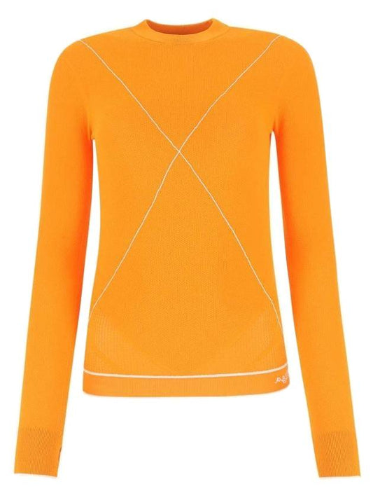Bottega Veneta diagonal point knit top orange