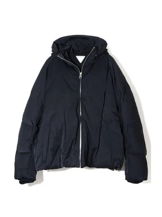 Bottega Veneta Tech Nylon Puffer Zip Up Jacket Navy