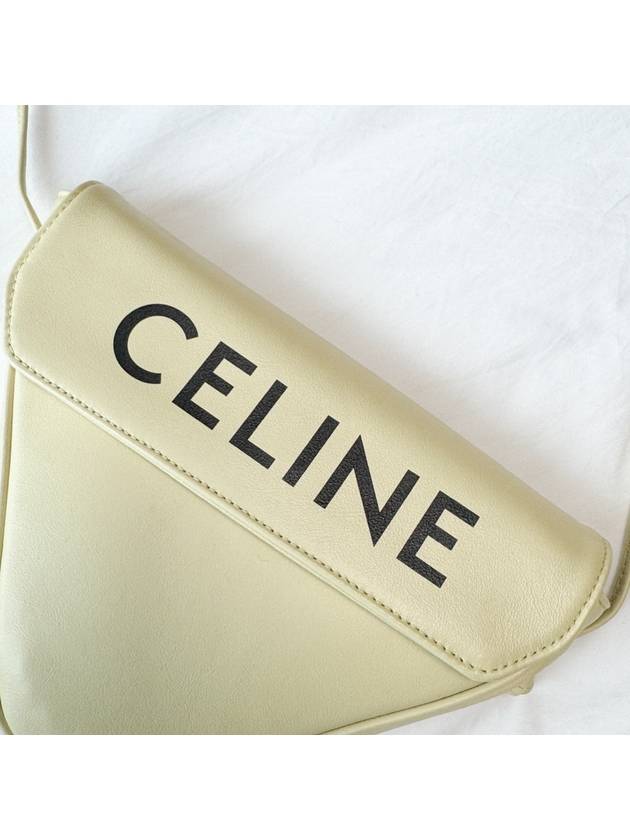 CELINE Logo Leather Triangle Cross Bag Pale Yellow