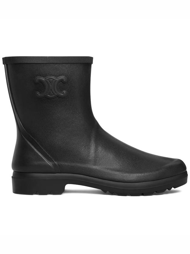 CELINE Logo Patch Natural Rubber Mid Rain Boots Black
