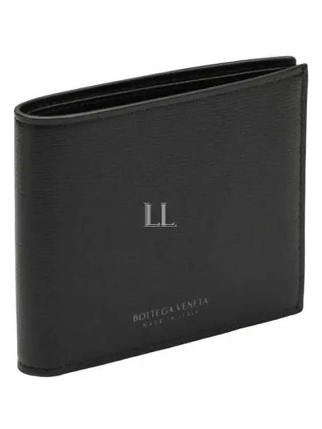 Bottega Veneta Logo Leather Half Wallet Black