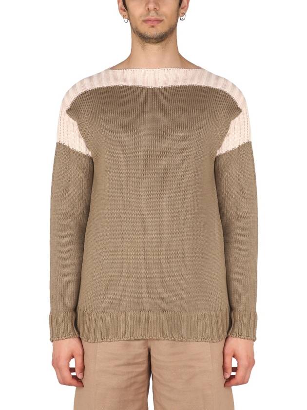 Fendi color block knit top brown