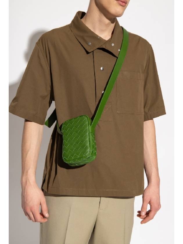 Bottega Veneta Intrecciato Zipper Leather Mini Cross Bag Avocado