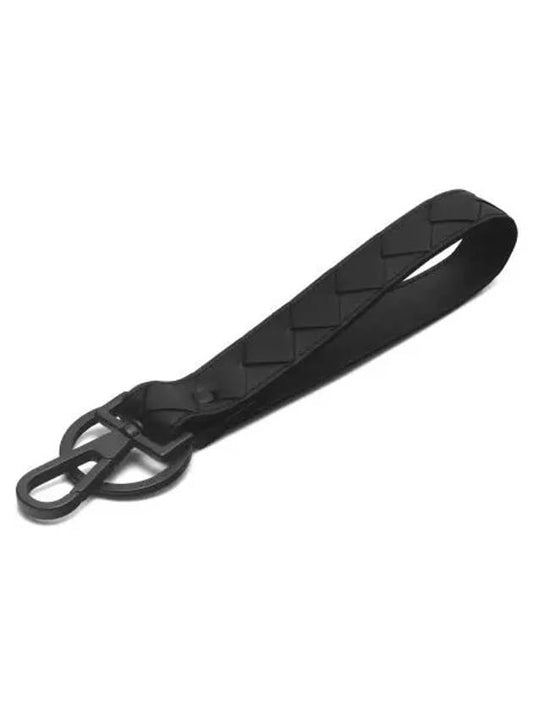 Bottega Veneta Intrecciato Leather Key Ring Black