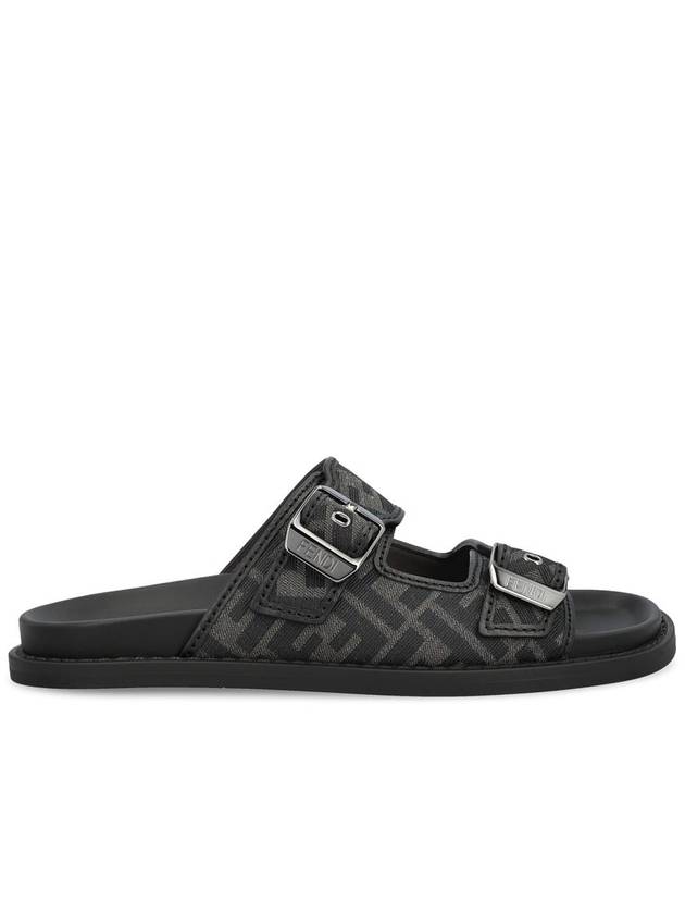 Fendi Men's Peel Jacquard Fabric Sandals Black