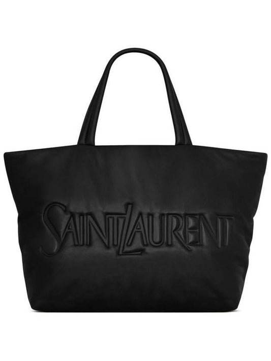 Saint Laurent Logo Nappa Lambskin Tote Bag Black