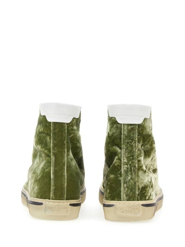 Saint Laurent Malibu Velvet High Top Sneakers Green