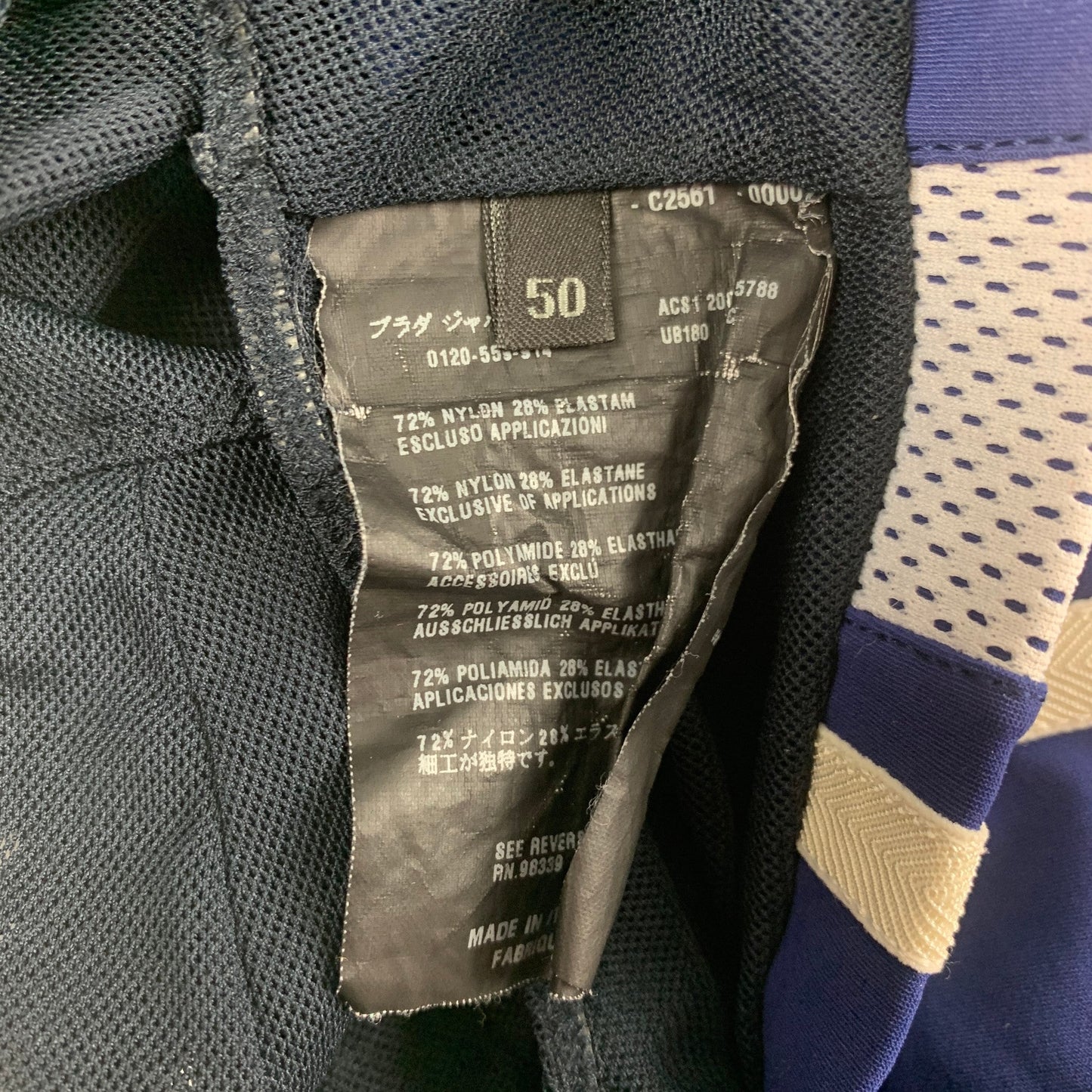 PRADA Size M Blue White Color Block Nylon Drawstring Speedo