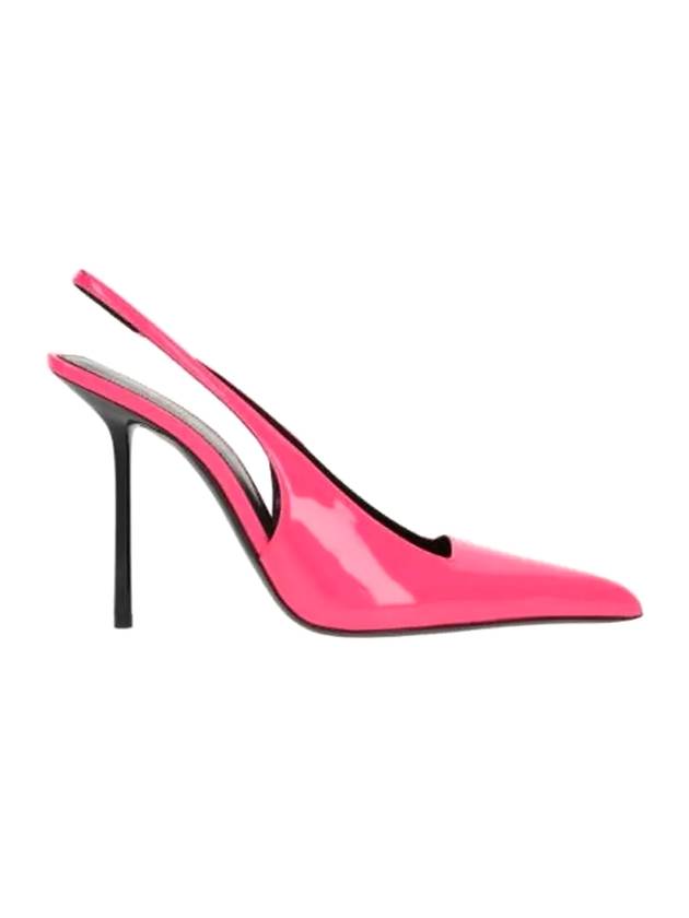 Saint Laurent Kiss Patent Leather Slingback Heel Rose Fluo